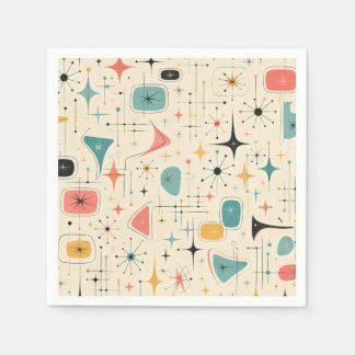 Serviette En Papier Poussée d'étoiles atomiques des années 50