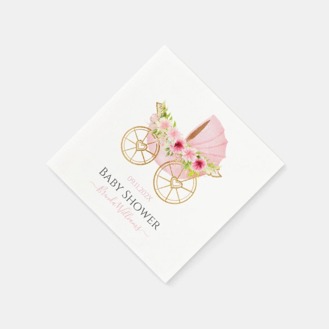 Serviette En Papier Poussette fleurie mignonne (Coin)