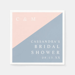 Serviette En Papier Poussière de rose bleu élégant Monogramme Shower d