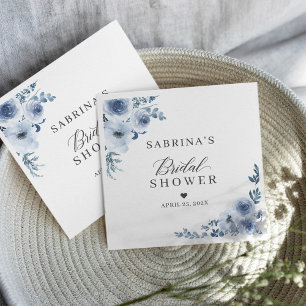 Serviette En Papier Poussiéreux Bleu Bohème Floral Fête de Mariage