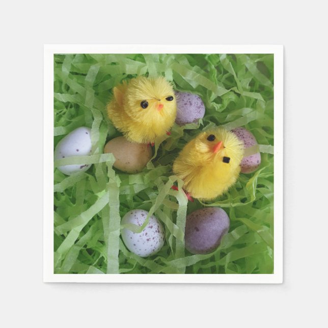 Serviette En Papier Poussins et œufs (Devant)