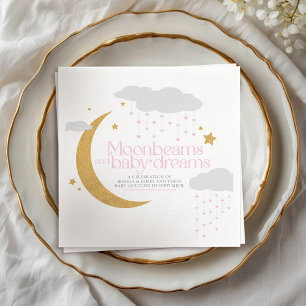 Serviette En Papier Poutres de lune et rêves de bébé baby shower rose