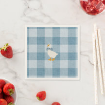 Powder Blue Gingham Goose Baby Shower Check