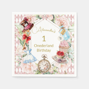 Serviette En Papier Premier Anniversaire Alice Au Pays Des Merveilles