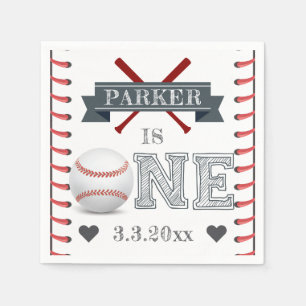 Serviette En Papier Premier anniversaire de baseball personnalisé