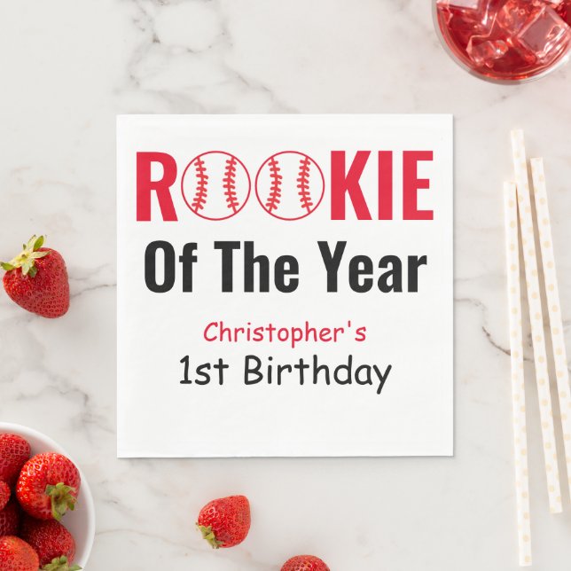 Serviette En Papier Premier anniversaire de baseball Rookie (En situation)