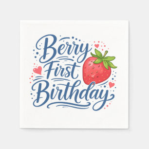 Serviette En Papier Premier anniversaire de Berry Fête pour un an