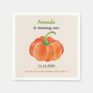 Serviette En Papier Premier anniversaire de citrouille orange lumineux