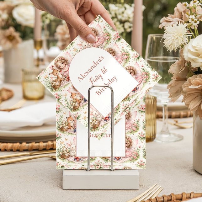 Serviette En Papier Premier anniversaire de fée fantaisiste (Créateur téléchargé)