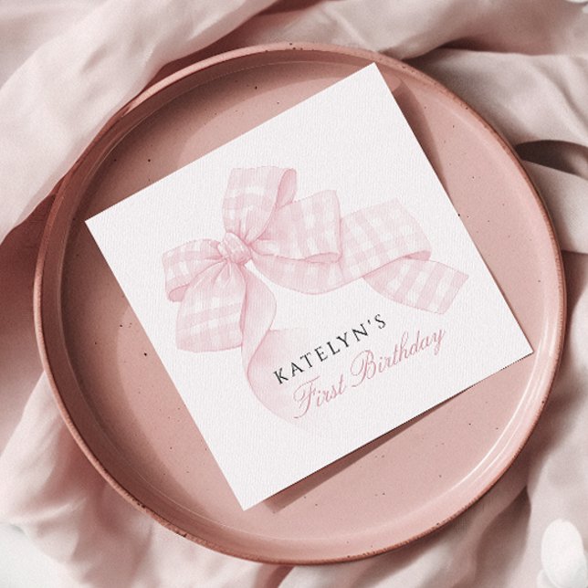 Serviette En Papier Premier anniversaire de la Bow rose (Créateur téléchargé)