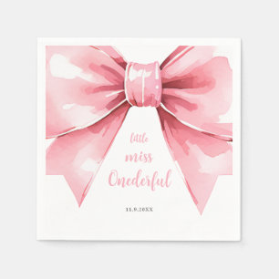 Serviette En Papier Premier anniversaire de la fille rose moderne
