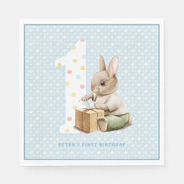 Serviette En Papier Premier anniversaire de la mignonne Bunny (Devant)