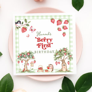 Serviette En Papier Premier anniversaire de la première fraise à motif