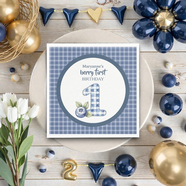 Serviette En Papier Premier Anniversaire de l'Enfant aux Myrtilles (Créateur téléchargé)