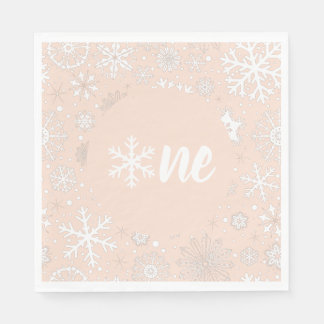 Serviette En Papier Premier Anniversaire de l'hiver Blush Flocon de ne