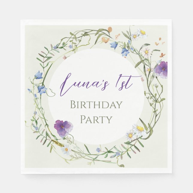 Serviette En Papier Premier anniversaire de Wildflower (Devant)