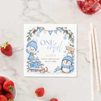 Serviette En Papier Premier anniversaire de Winter Onederland avec un