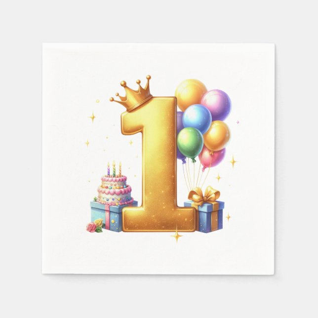 Serviette En Papier Premier anniversaire doré (Devant)