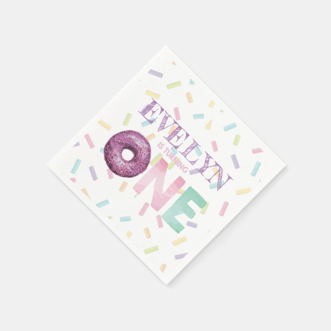 Serviette En Papier Premier anniversaire Doughnut Party Personnalisé (Coin)
