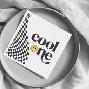 Serviette En Papier Premier anniversaire du cool One Boy À damiers Rét