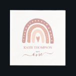 Serviette En Papier Premier anniversaire du Pastel Pink Rainbow Boho<br><div class="desc">Pastel moderne rose arc-en-ciel Boho premier papier d'anniversaire Naples</div>