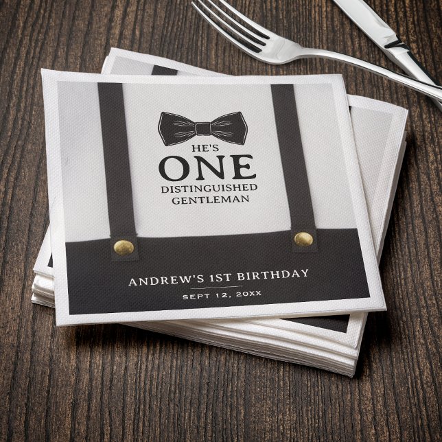 Serviette En Papier Premier anniversaire d'un garçon distingué (Créateur téléchargé)