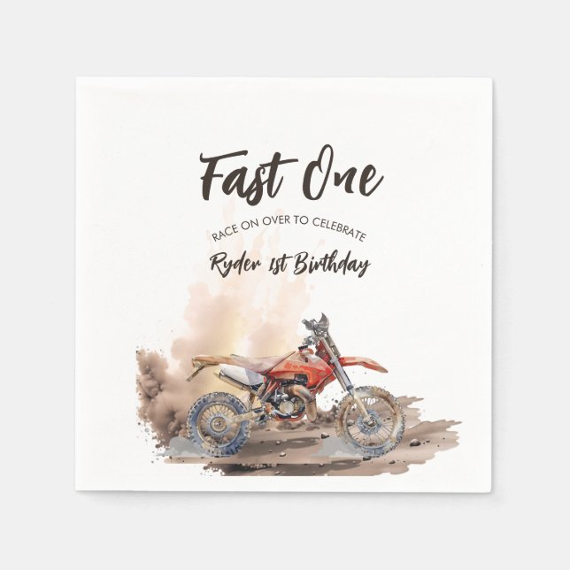 Serviette En Papier Premier Anniversaire Fast One Little Racer (Devant)