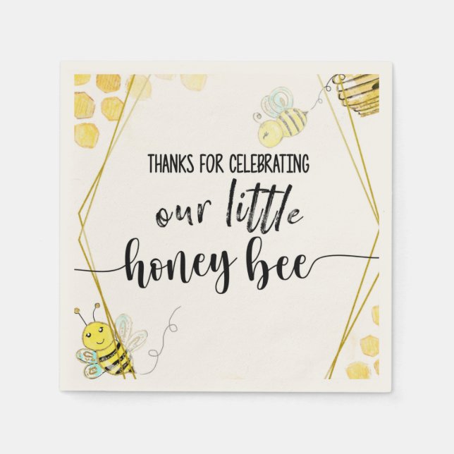 SERVIETTE EN PAPIER PREMIER ANNIVERSAIRE, FÊTE DE L'ABEILLE, THÈME ABE (Devant)