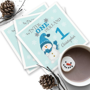 Serviette En Papier Premier Anniversaire Flammes de neige d'hiver mign