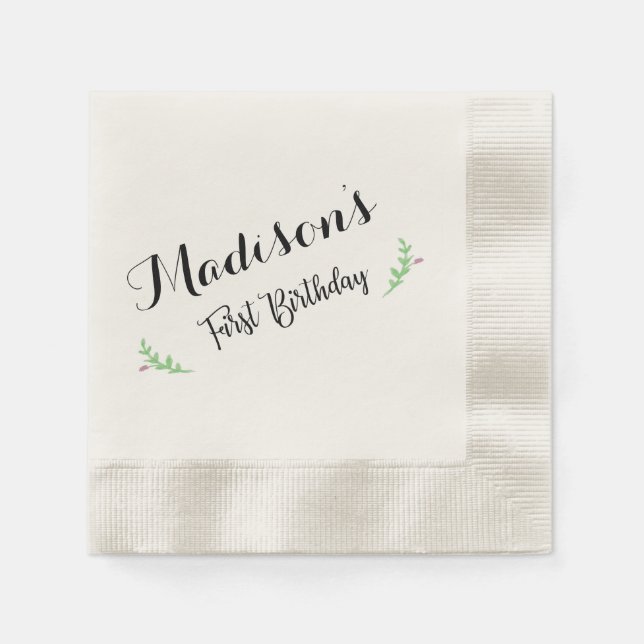 Serviette En Papier Premier anniversaire Floral Napkin (Devant)