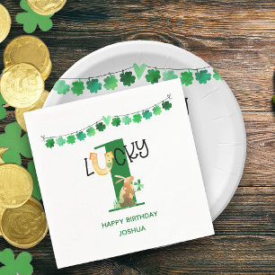 Serviette En Papier Premier anniversaire Lucky One Guirlande de trèfle