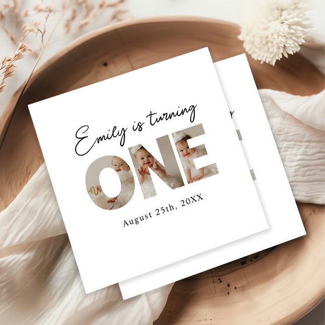 Serviette En Papier Premier anniversaire Photo minimum 1er anniversair (Créateur téléchargé)