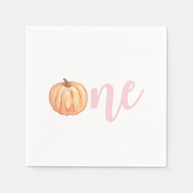 Serviette En Papier Premier anniversaire rose pastel petit Citrouille (Devant)