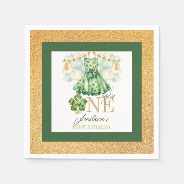 Serviette En Papier Premier anniversaire St Patrick's Day Personnalisé (Devant)