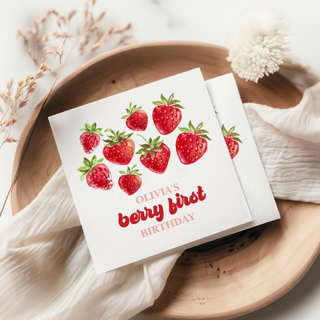 Serviette En Papier Premier anniversaire Strawberry Berry (Créateur téléchargé)