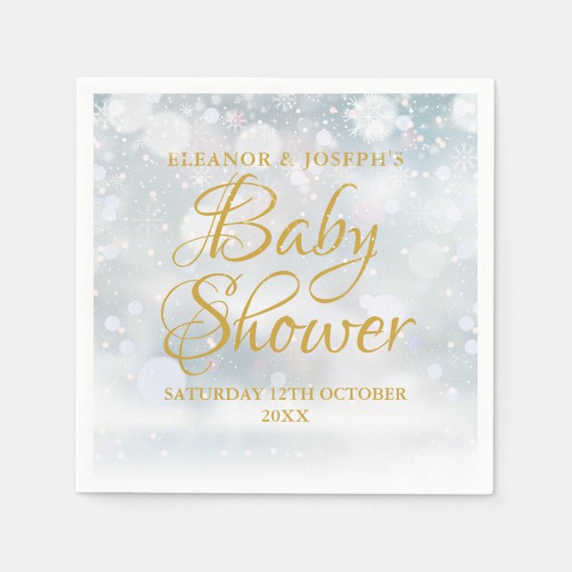 Serviette En Papier Premier Baby shower des couples d'hiver de Snowfla (Devant)