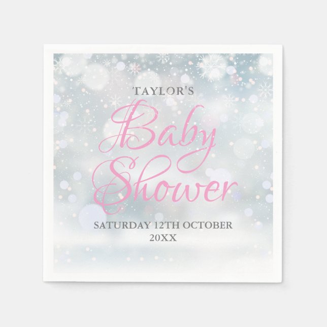 Serviette En Papier Premier Baby shower Snowflakes / Saupoudrer (Devant)