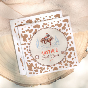 Serviette En Papier Premier Cowboy Rodeo Garçon Vintage 1er Anniversai