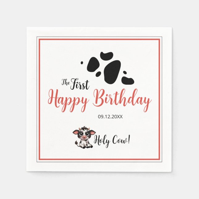 Serviette En Papier Premier Joyeux anniversaire simple (Devant)