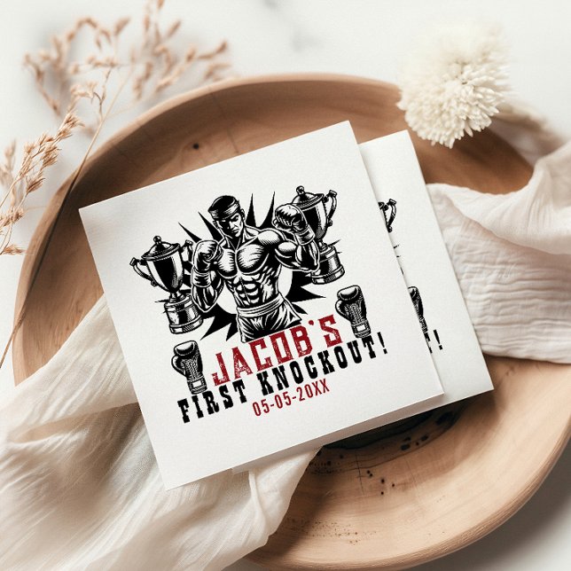 Serviette En Papier Premier Knockout Boxe fête d'anniversaire (Créateur téléchargé)