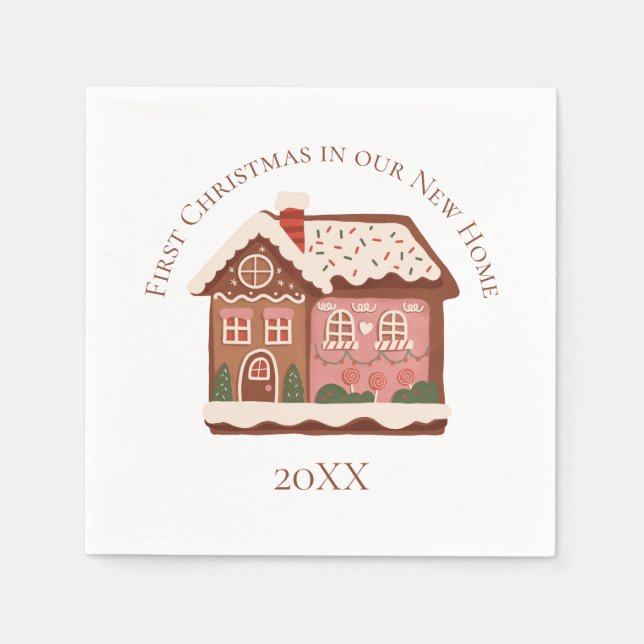 Serviette En Papier Premier Noël dans notre nouvelle maison Pingerie (Devant)