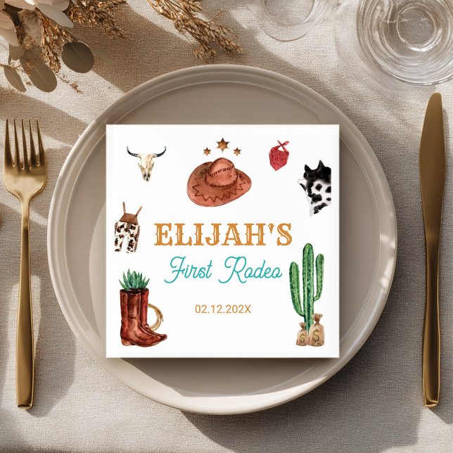 Serviette En Papier Premier Rodeo Cowboy Wild West Anniversaire (Créateur téléchargé)