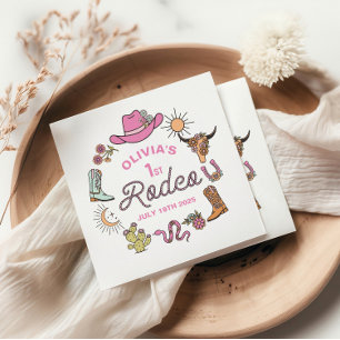 Serviette En Papier Premier Rodéo Rose Western Cowboy 1er Anniversaire