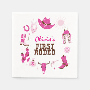 Serviette En Papier Premier Rodéo Rose Western Cowboy 1er Anniversaire