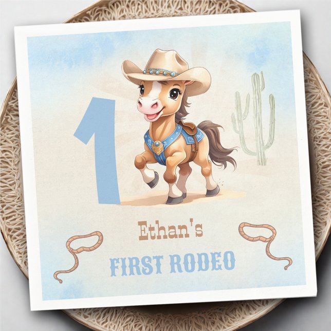 Serviette En Papier Premier Rodeo Western Cowboy 1er Anniversaire Napl (First Rodeo Western Cowboy 1st Birthday Napkins)