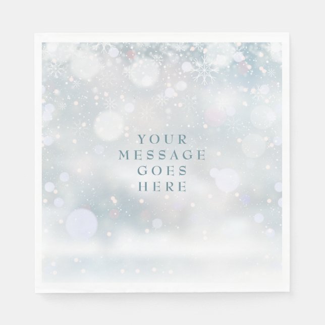 Serviette En Papier Premier Snowflakes hiver Votre Mariage de message (Devant)