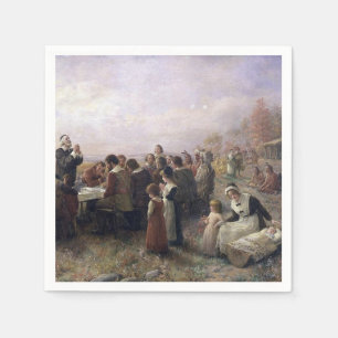 Serviette En Papier Premier Thanksgiving à Plymouth par Brownscombe