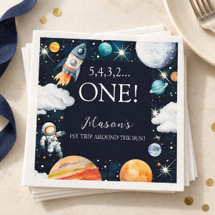 Serviette En Papier Premier Tour Autour du Soleil Anniversaire Espace 