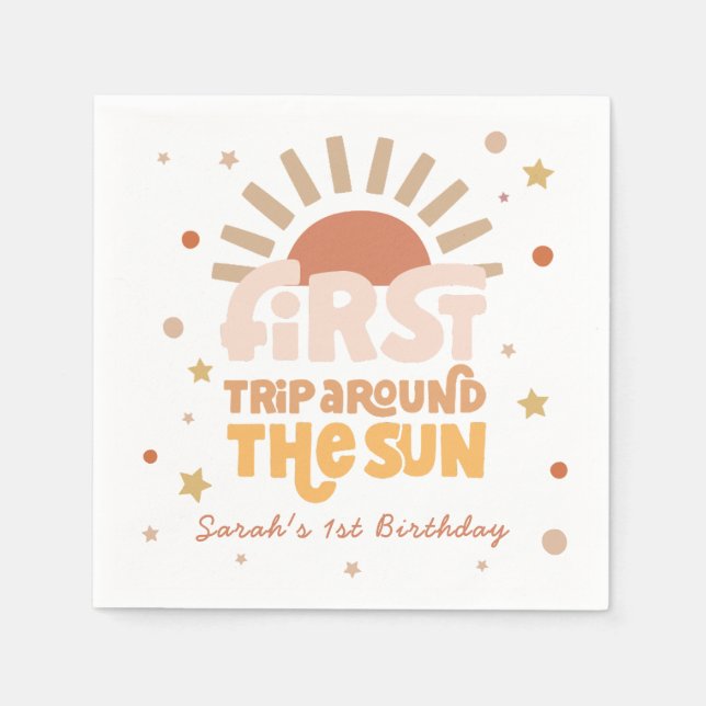 Serviette En Papier Premier tour autour du soleil Rétro 1er anniversai (Devant)