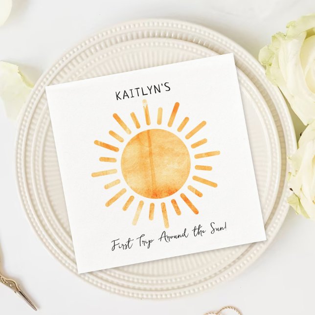 Serviette En Papier Premier Voyage Autour Du Soleil 1Er Anniversaire (Créateur téléchargé)